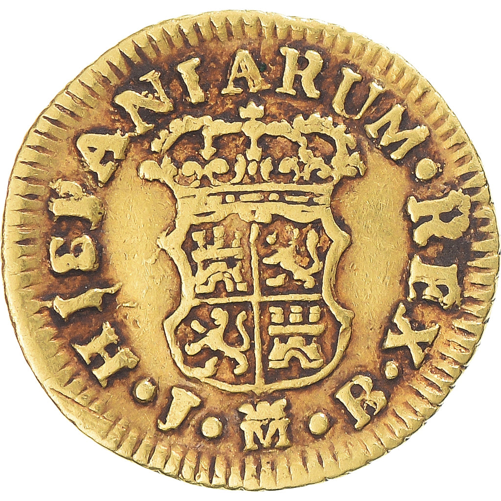 Coin, Spain, Ferdinand VI, 1/2 Escudo, 1758, Madrid, VF(30-35), Gold, KM:378