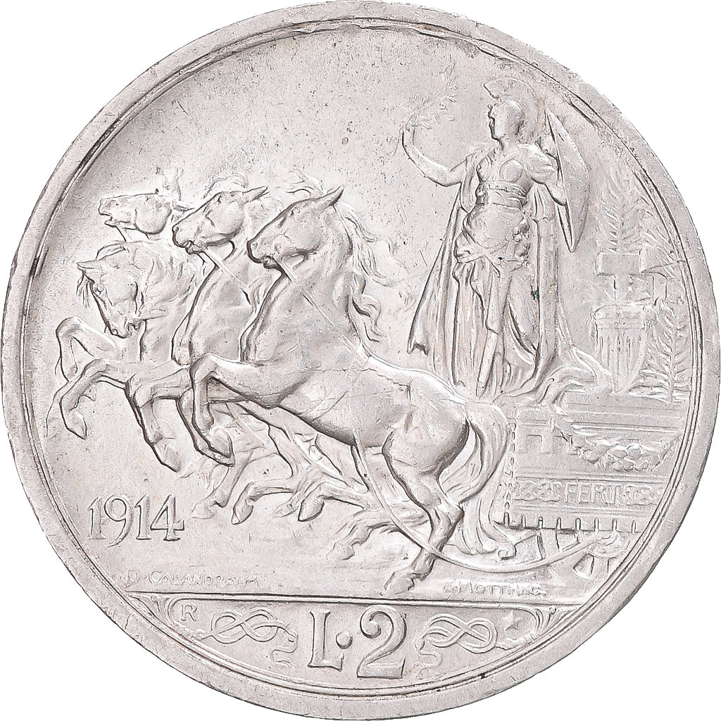 Moneda, Italia, Vittorio Emanuele III, 2 Lire, 1914, Rome, EBC+, Plata, KM:55