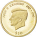 LIBERIA, 10 Dollars, 2000, KM #843, MS(65-70), Gold, 11, 0.50