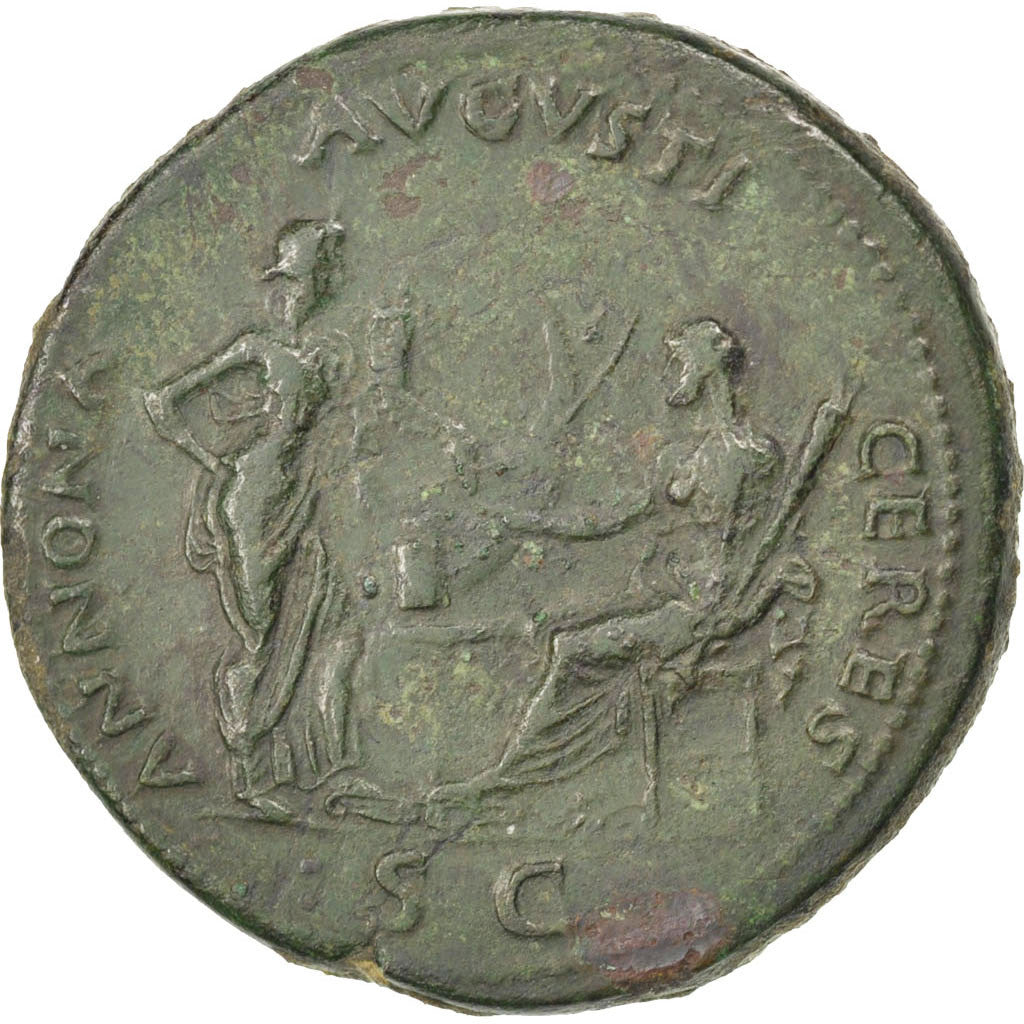 Nero, Sestertius, Lyons, BB+, Bronzo, RIC:389