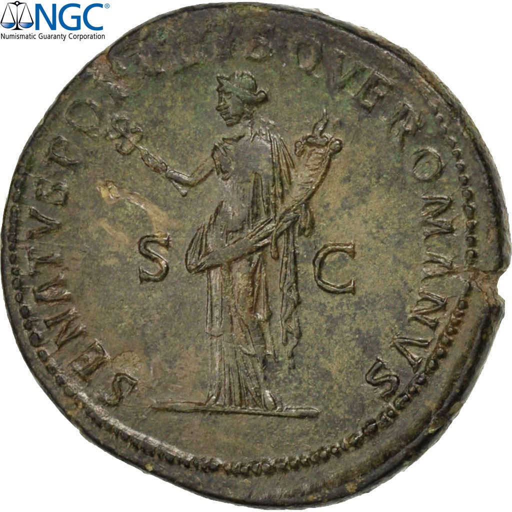 Coin, Trajan, Dupondius, Roma, graded, NGC, Ch XF, Strike 5/5, Surface 3/5