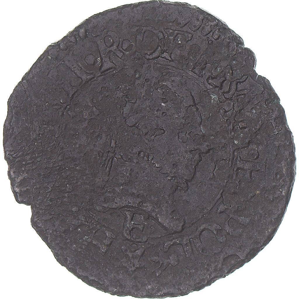 Moneta, Francja, Henri III, Denier Tournois, 1585, Paris, F(12-15), Miedź
