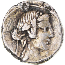 Coin, Titia, Denarius, 90 BC, Rome, VF(30-35), Silver, Sear:238, Crawford:341/2