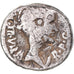 Moneda, Fulvia, Quinarius, 42 BC, Lugdunum, Countermark, BC+, Plata, Sear:1419