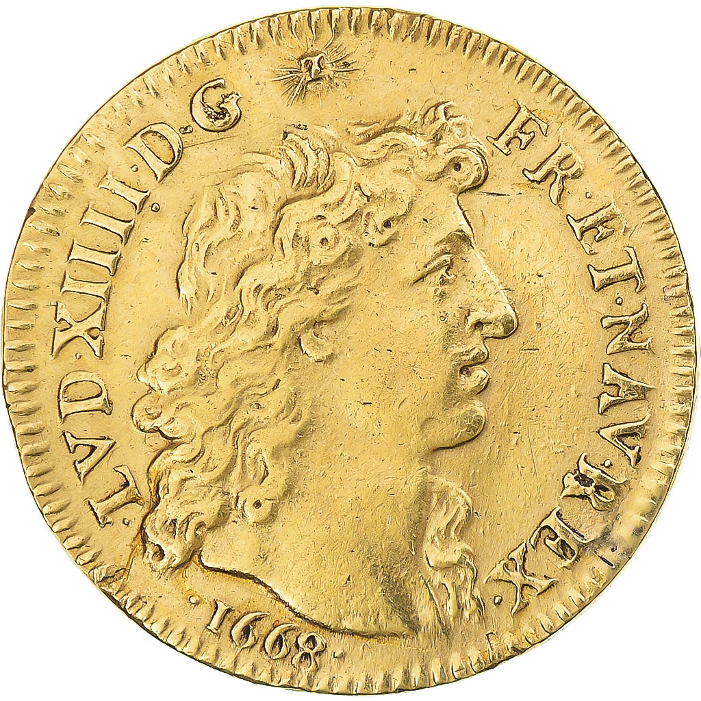 Moeda, França, Louis XIV, Louis d'or au buste juvénile, 1668, Paris