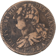 Moneta, Francia, Louis XVI, 2 sols François, 1792, Paris, BB, Cuivre, KM:603.1