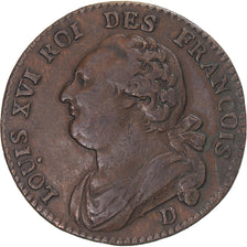 Coin, France, Louis XVI, 12 deniers françois, 1791, Lyon, EF(40-45), Cuivre
