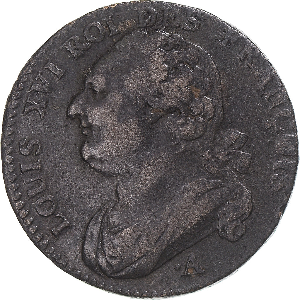 Coin, France, Louis XVI, 12 deniers françois, 1791, Paris, VF(30-35), Cuivre