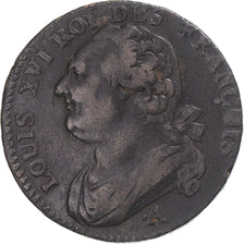 Coin, France, Louis XVI, 12 deniers françois, 1791, Paris, VF(30-35), Cuivre