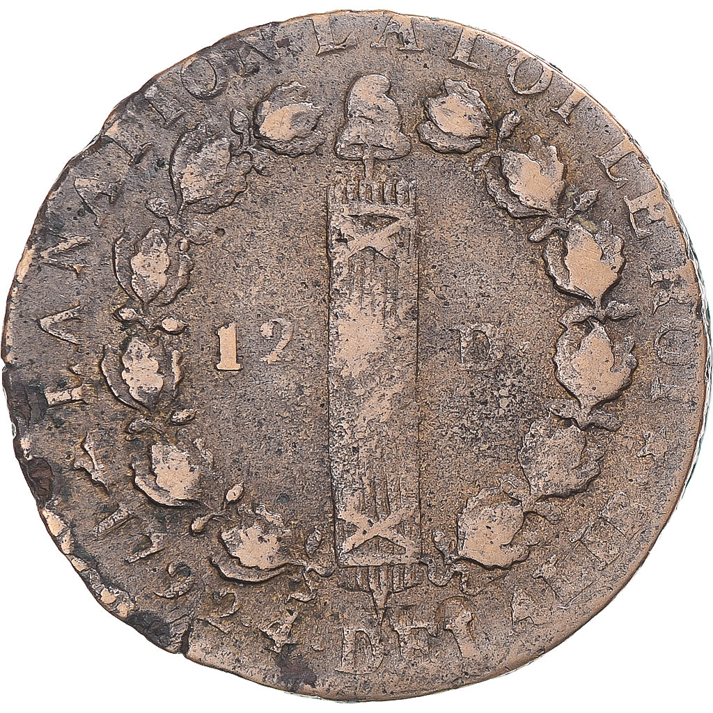 Moeda, França, Louis XVI, 12 deniers françois, 1792, Lille, VF(30-35), Métal