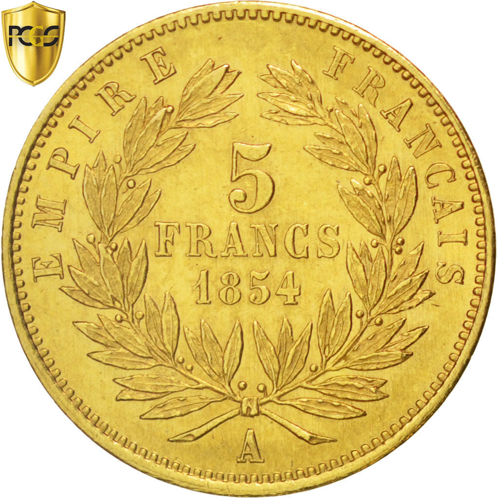 Coin, France, Napoleon III, Napoléon III, 5 Francs, 1854, Paris, PCGS, MS63