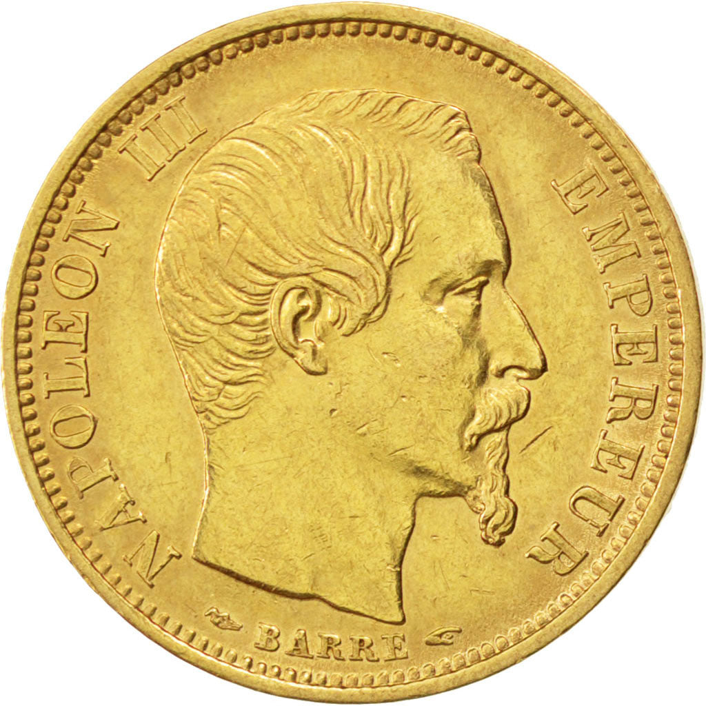 FRANCE, Napoléon III, 10 Francs, 1854, Paris, KM #784.2, AU(55-58), Gold, Gadour