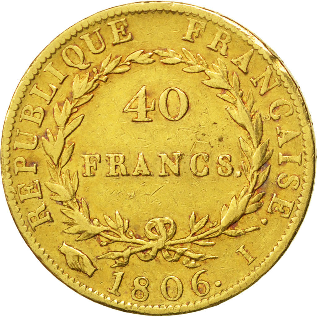 Premier Empire, 40 Francs or Napoléon Empereur, 1806 I, Limoges, Gadoury 1082