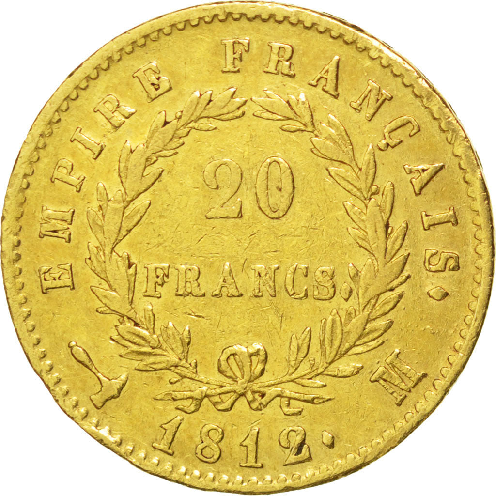 FRANCE, Napoléon I, 20 Francs, 1812, Toulouse, KM #695.6, EF(40-45), Gold, G...