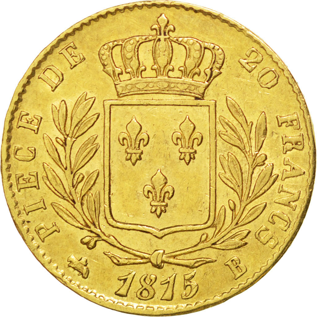 Coin, France, Louis XVIII, Louis XVIII, 20 Francs, 1815, Rouen, EF(40-45), Gold