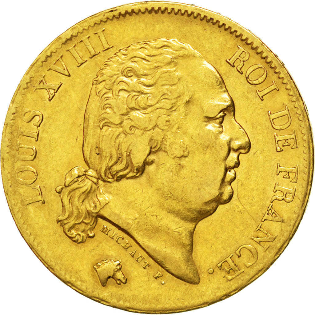 Louis XVIII, 40 Francs or, 1819 W, Lille, KM 713.6