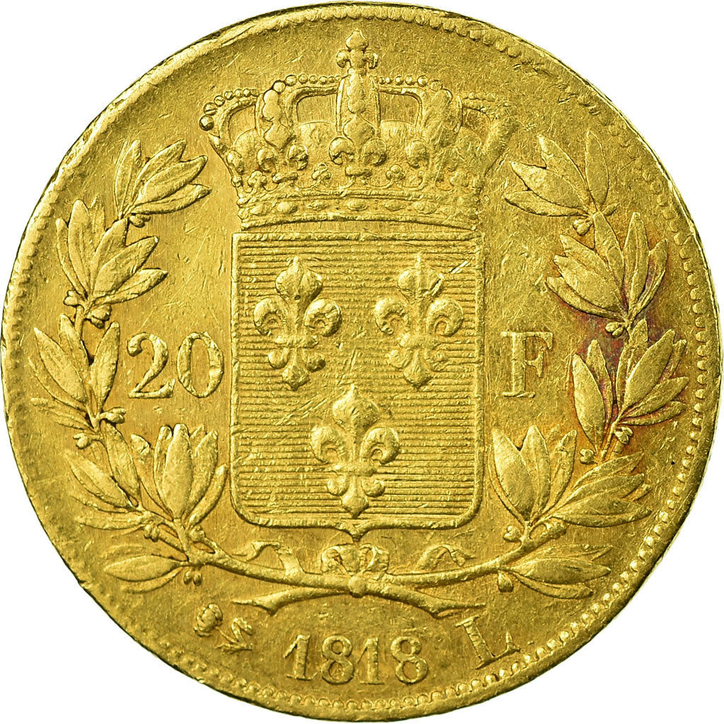 Moneta, Francia, Louis XVIII, Louis XVIII, 20 Francs, 1818, Bayonne, BB, Oro