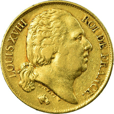 Coin, France, Louis XVIII, Louis XVIII, 20 Francs, 1822, Lille, EF(40-45), Gold