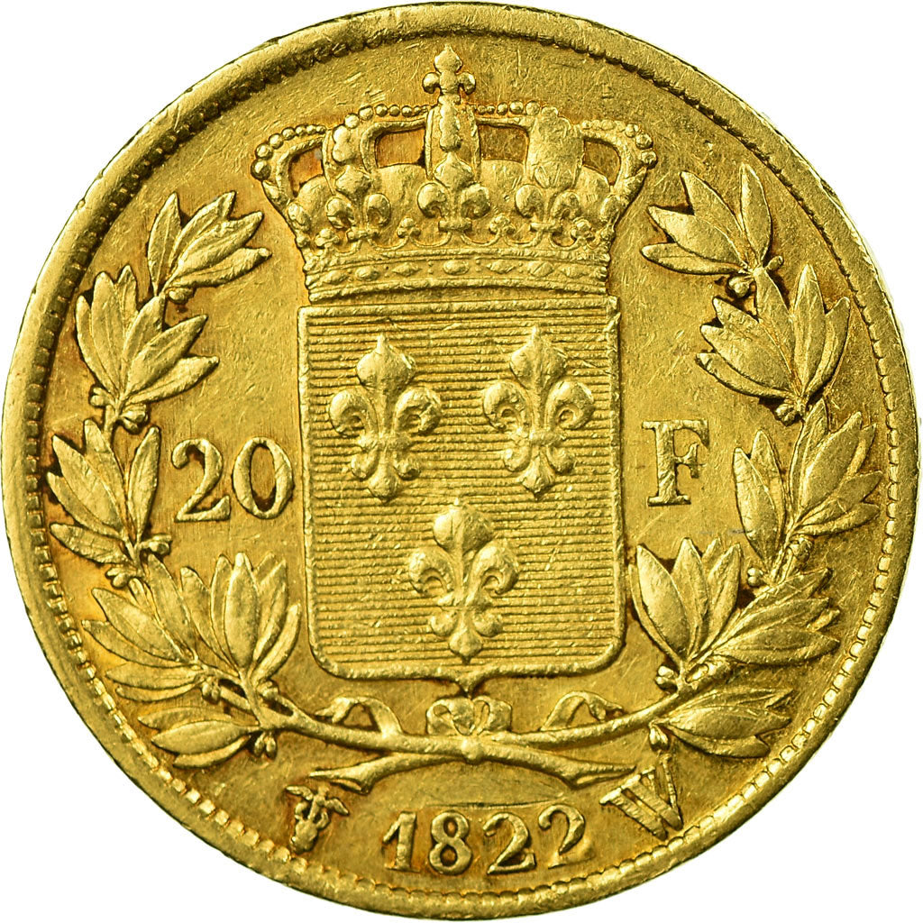 Coin, France, Louis XVIII, Louis XVIII, 20 Francs, 1822, Lille, EF(40-45), Gold