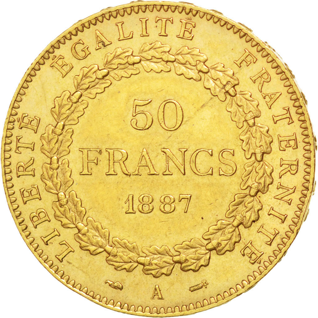 France, Génie, 50 Francs or, 1887, Paris, KM:831, PCGS MS62