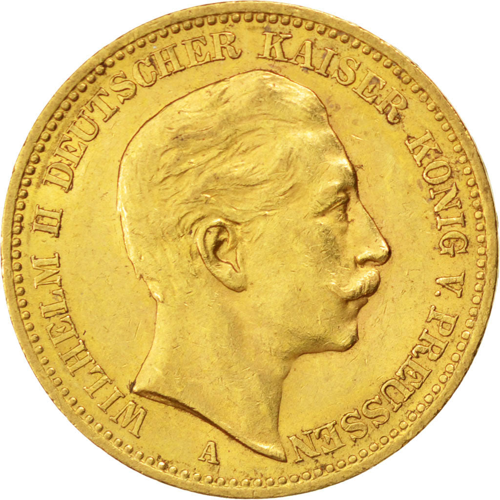 German States, 20 Mark, 1895, Berlin, KM #521, AU(50-53), Gold, 8.00