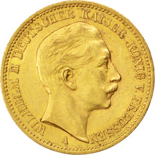 German States, 20 Mark, 1895, Berlin, KM #521, AU(50-53), Gold, 8.00