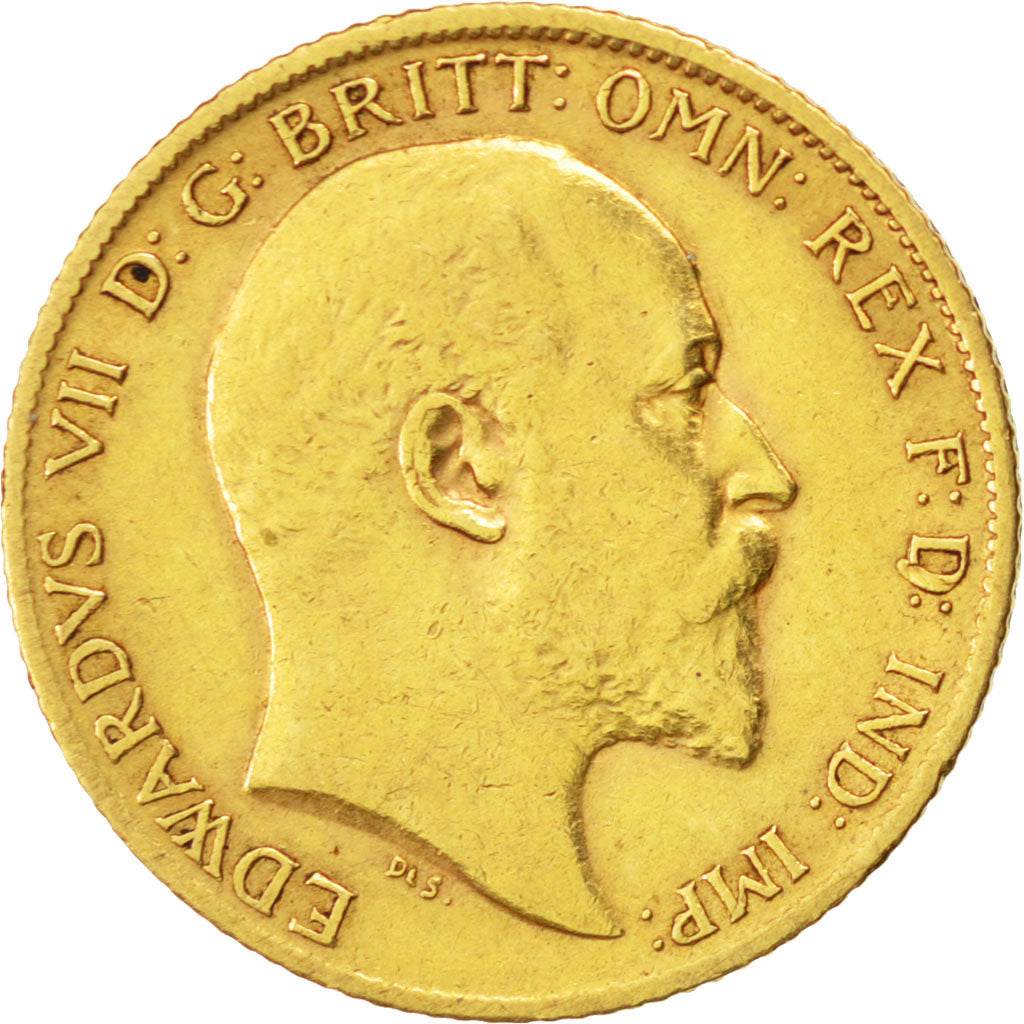 GREAT BRITAIN, 1/2 Sovereign, 1905, KM #804, EF(40-45), Gold, 3.99