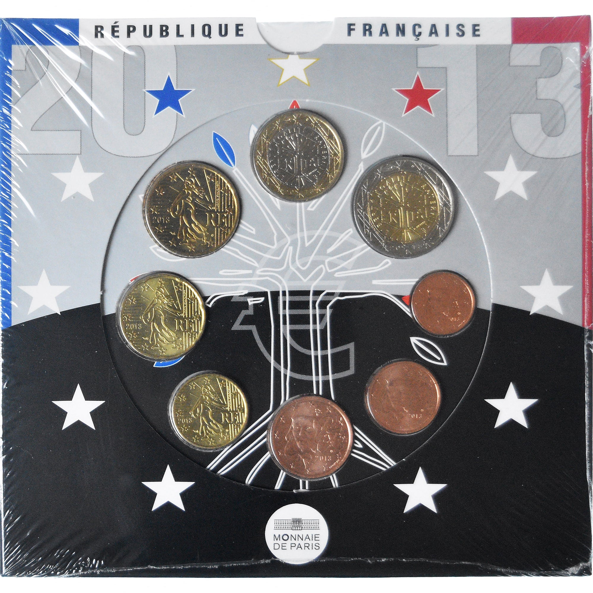 Frankreich, Coffret 1c. à 2€, 2013, Monnaie de Paris, BU, STGL