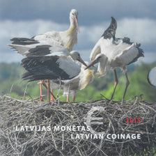 Latvia, Set 1c. to 2€, Cigogne, 2015, Latvijas Banka, BU, MS(65-70)