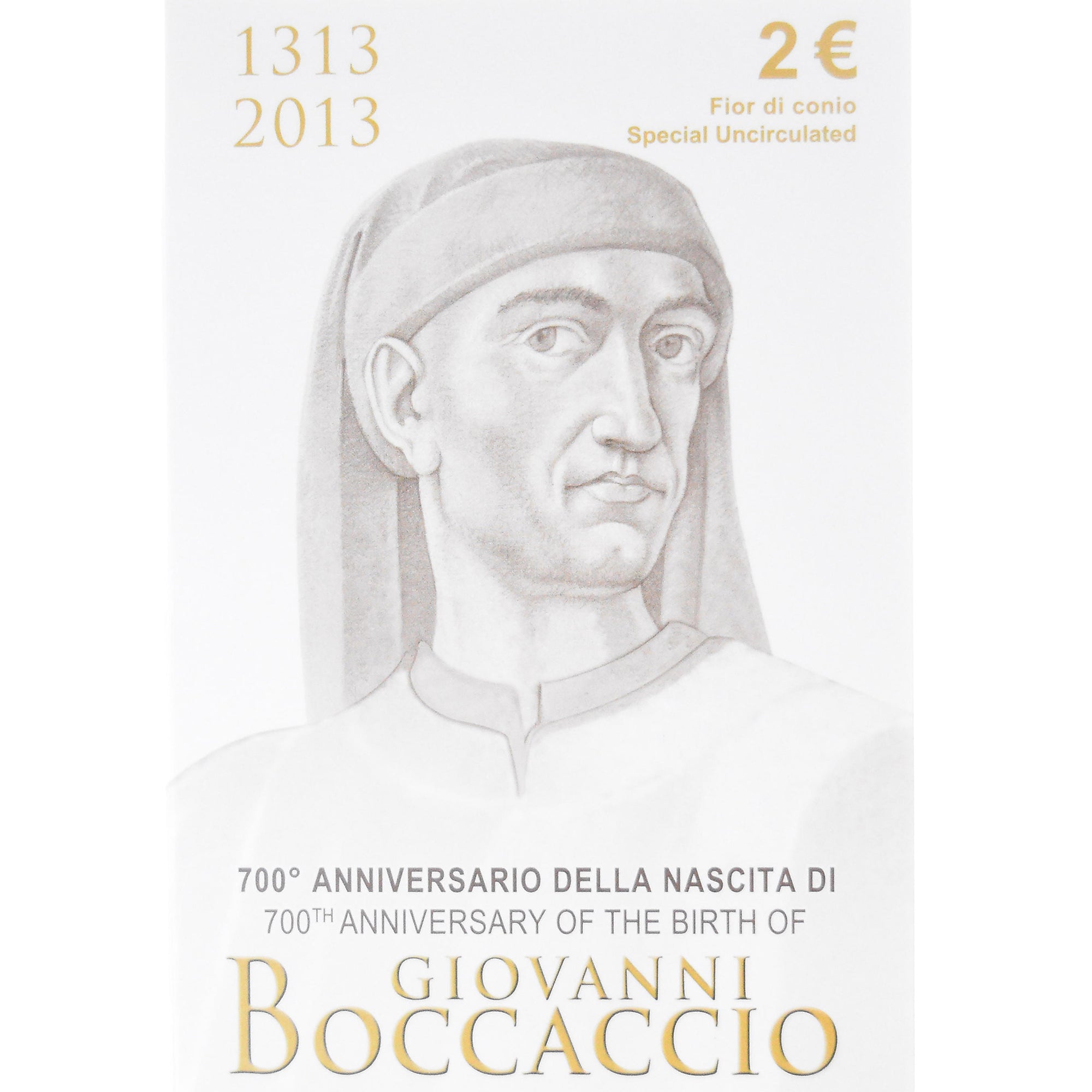 Italy, 2 Euro, Giovanni Boccaccio, 2013, Rome, Special Unc., MS(65-70)