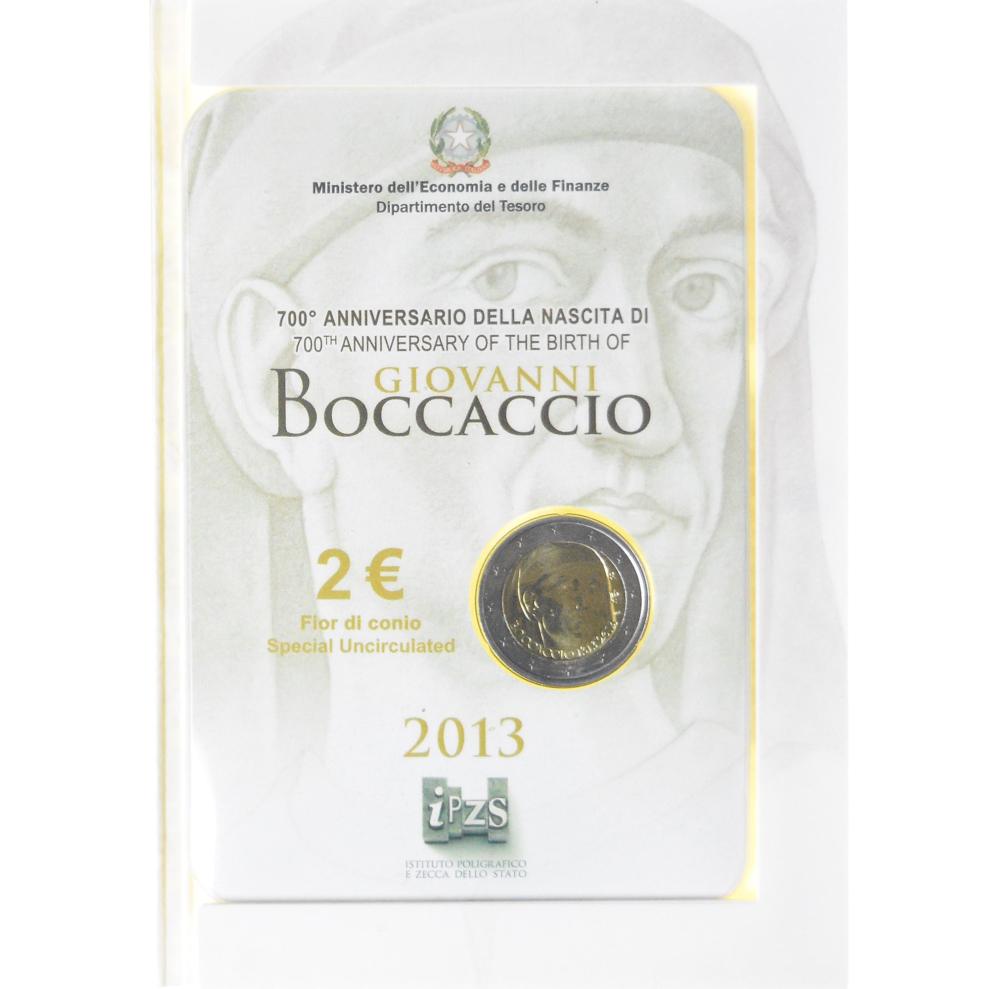 Italy, 2 Euro, Giovanni Boccaccio, 2013, Rome, Special Unc., MS(65-70)
