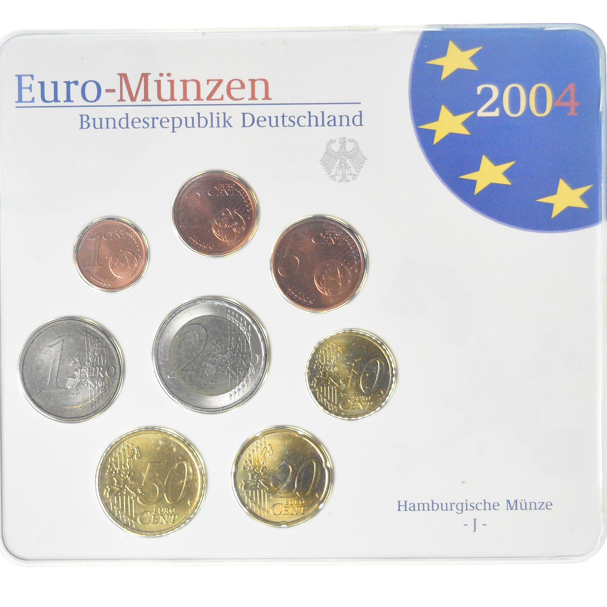 Germany, Set 1c. to 2€, 2004, Hambourg, UNC, MS(65-70), Bi-Metallic