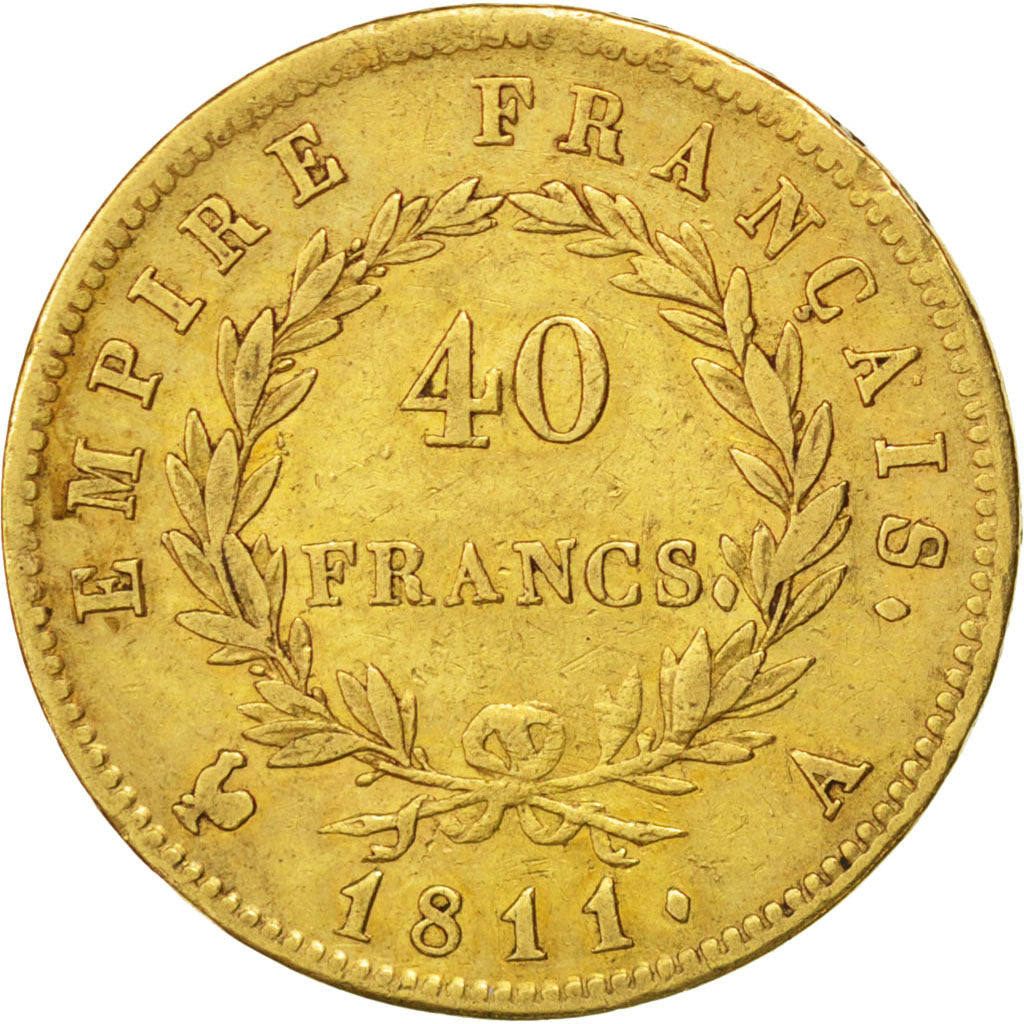 Francia, Napoléon I, 40 Francs, 1811, Paris, BB, Oro, KM:696.1, Gadoury:1084