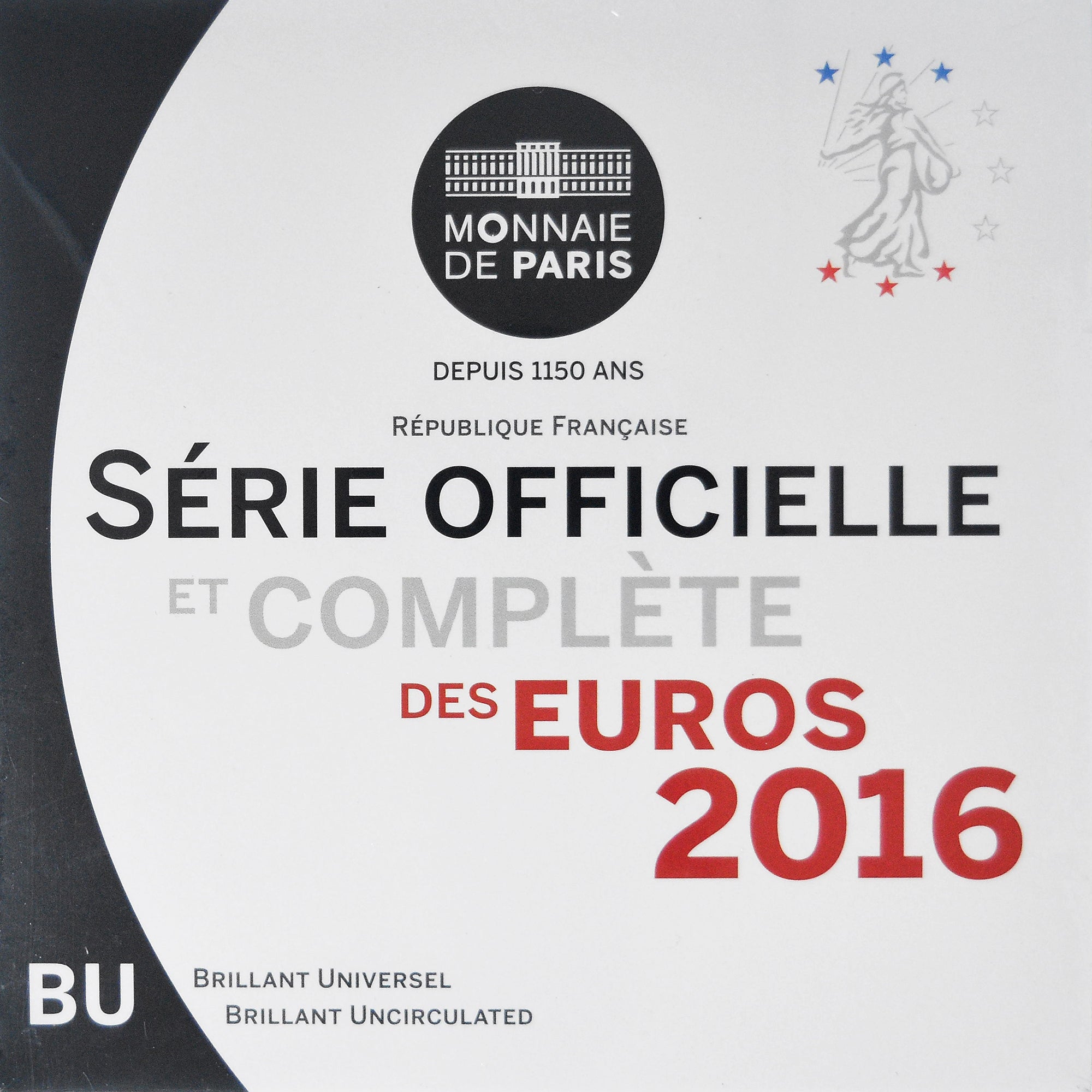 France, Coffret 1c. à 2€, 2016, Monnaie de Paris, BU, MS(65-70)