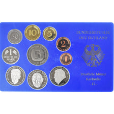 Coin, Germany, 1 pfennig to 5 mark, 1991, Karlsruhe, BE, MS(65-70)