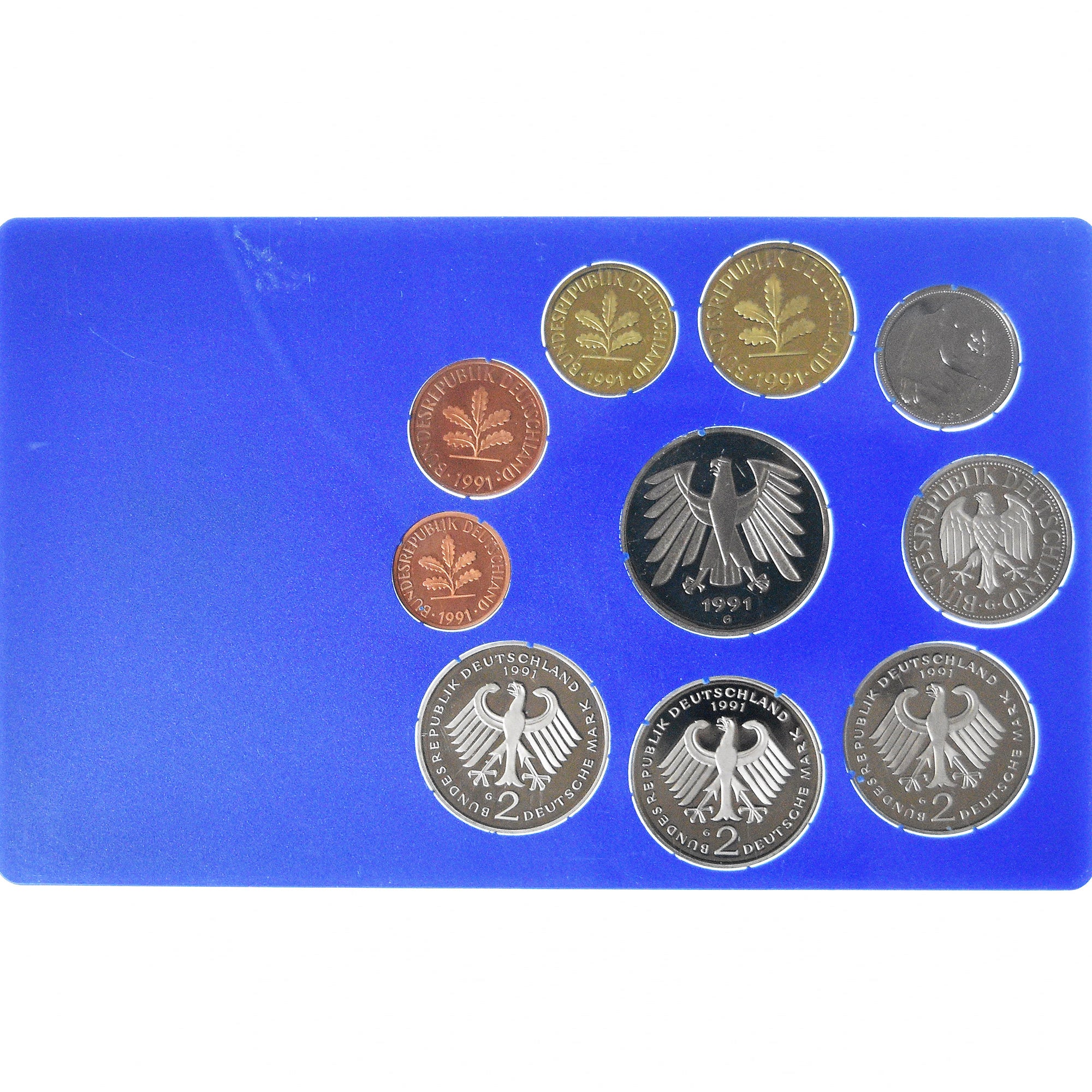 Coin, Germany, 1 pfennig to 5 mark, 1991, Karlsruhe, BE, MS(65-70)