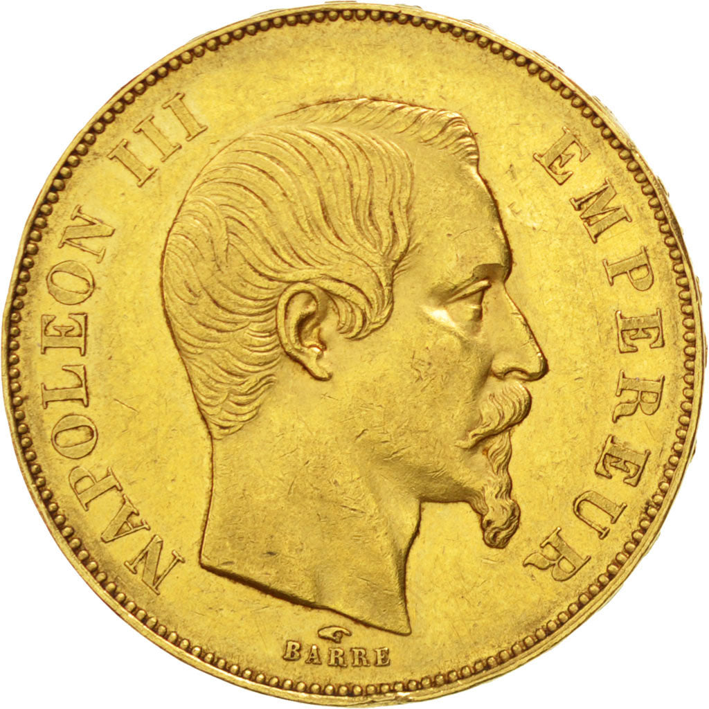 FRANCE, Napoléon III, 50 Francs, 1855, Paris, KM #785.1, AU(50-53), Gold, Gadour
