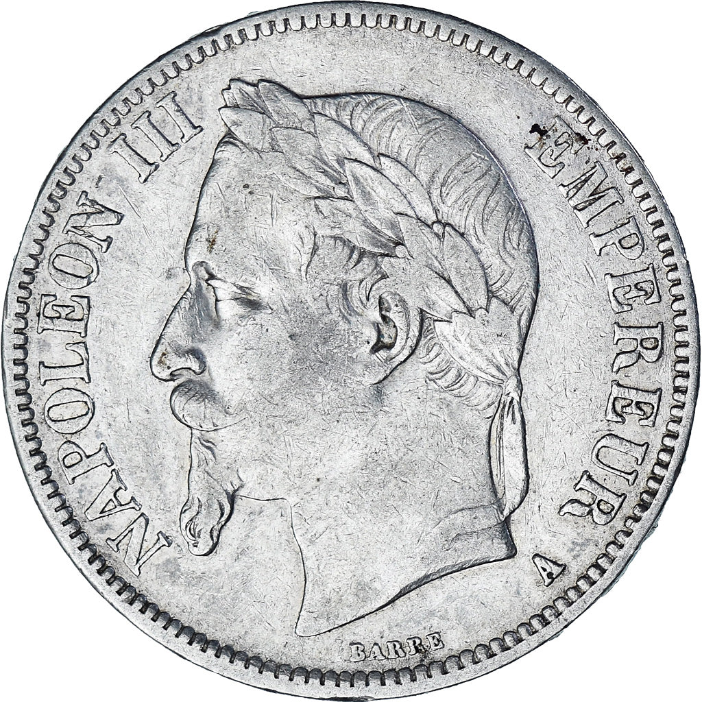 Münze, Frankreich, Napoleon III, 5 Francs, 1868, Paris, S+, Silber, KM:799.1