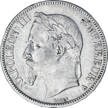 Münze, Frankreich, Napoleon III, 5 Francs, 1868, Paris, S+, Silber, KM:799.1