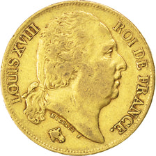 FRANCE, Louis XVIII, 20 Francs, 1817, Paris, KM #712.1, VF(30-35), Gold,...