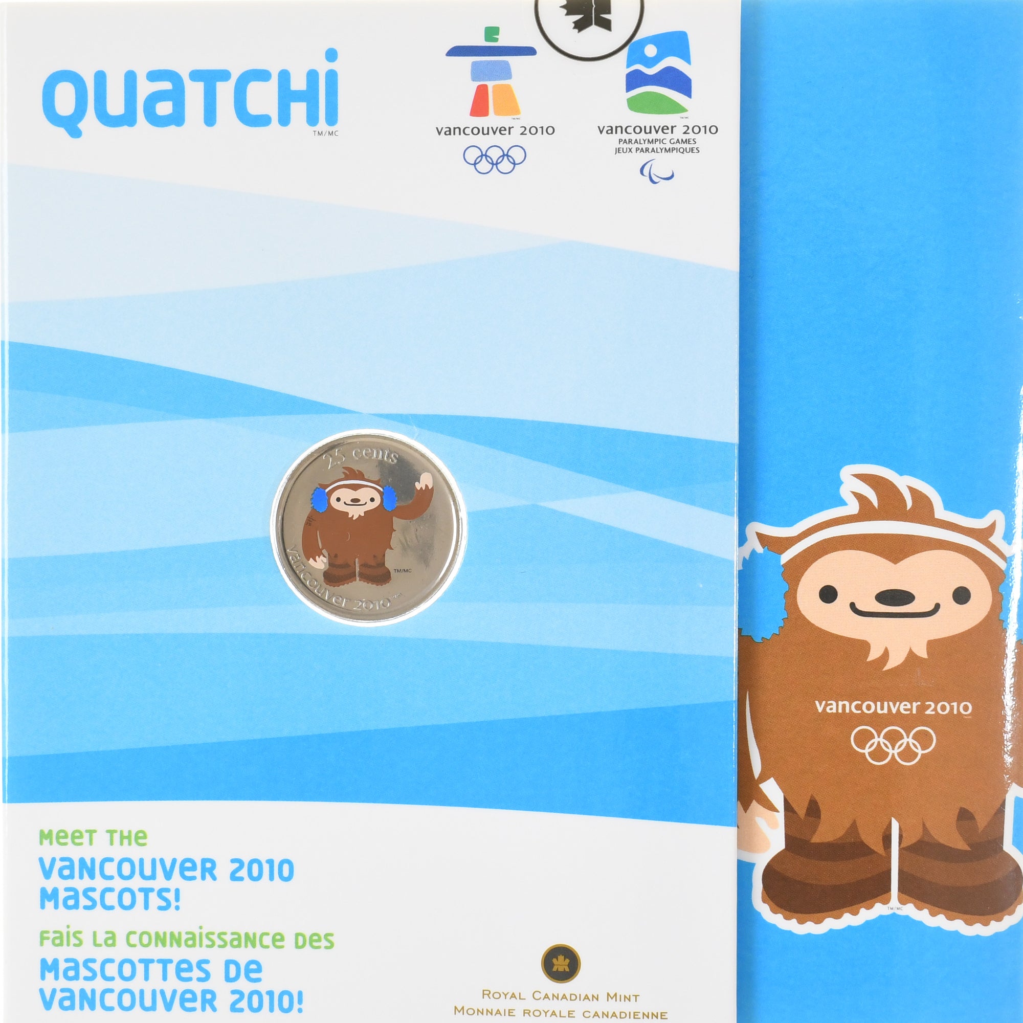 Coin, Canada, Elizabeth II, Mascottes de Vancouver, Quatchi, 25 Cents, 2010