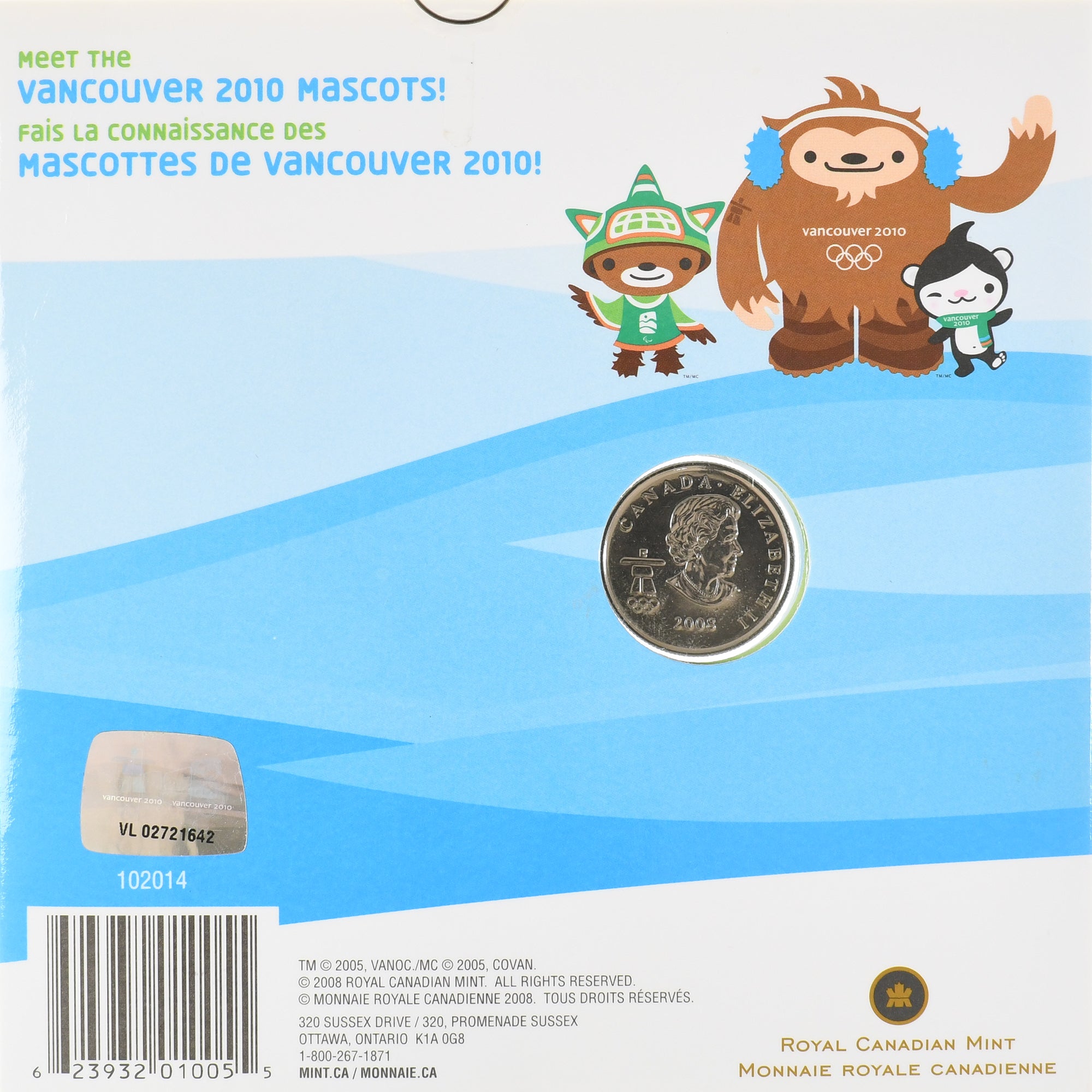 Coin, Canada, Elizabeth II, Mascottes de Vancouver, Quatchi, 25 Cents, 2010