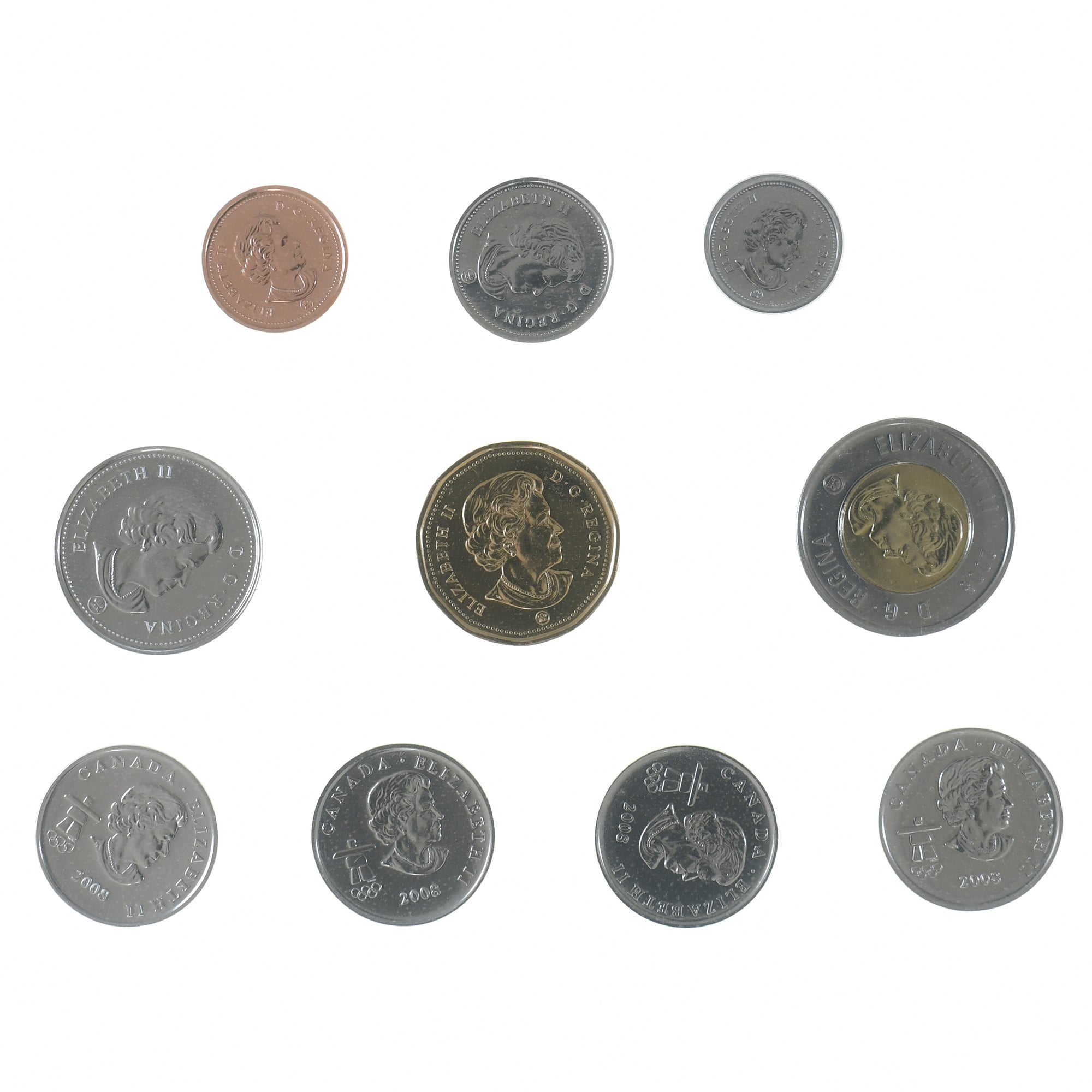 Coin, Canada, Vancouver Olympics, 1 c. to 2$, 2008, Royal Canadian Mint, UNC
