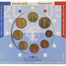 France, Coffret 1c. à 2€, 2005, Monnaie de Paris, BU, MS(65-70)