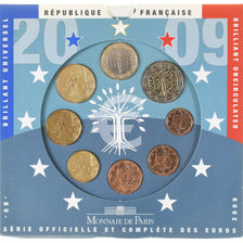France, Coffret 1c. à 2€, 2009, Monnaie de Paris, BU, MS(65-70)