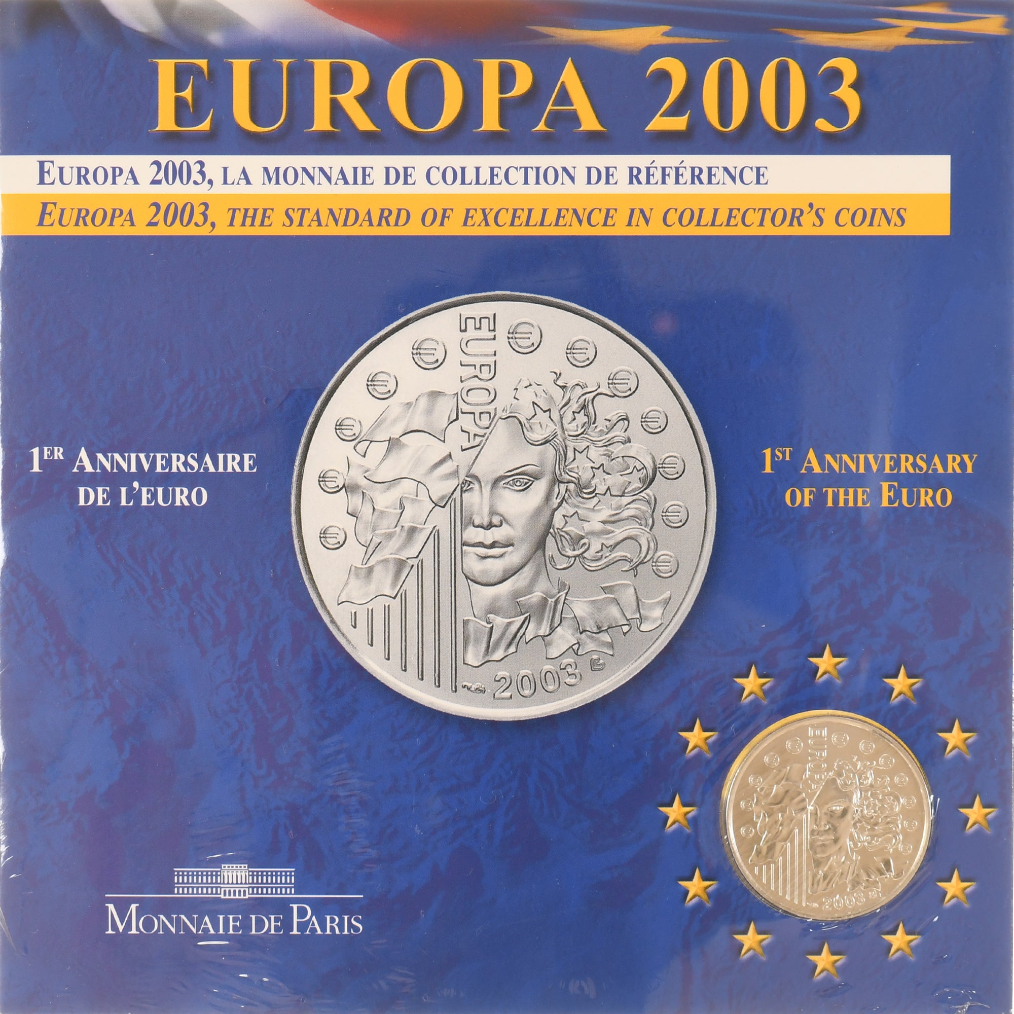 France, 1/4 Euro, Europa, 2003, Monnaie de Paris, BU, MS(65-70), Silver
