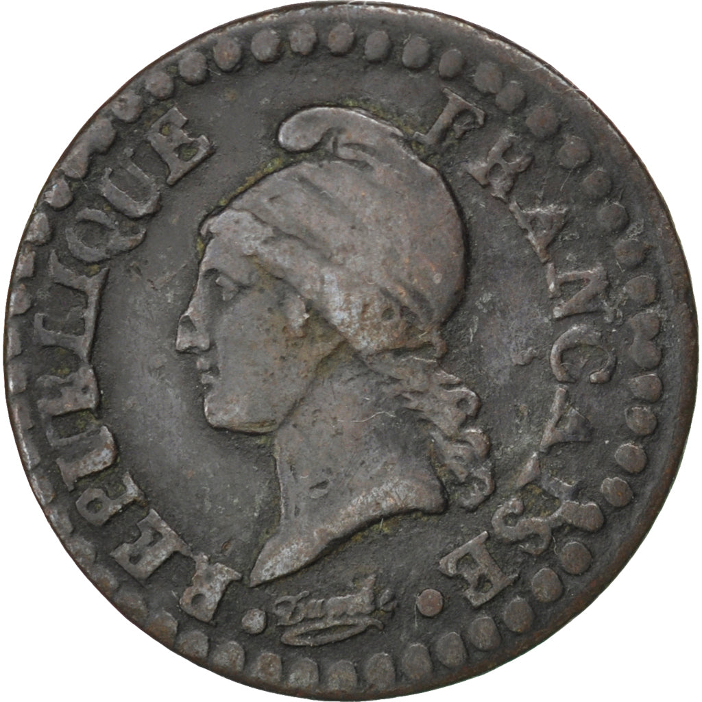 FRANCE, Dupré, Centime, 1798, Paris, KM #646, VF(20-25), Bronze, 18, Gadoury #76