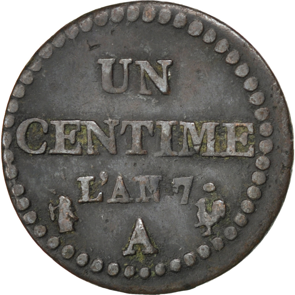 FRANCE, Dupré, Centime, 1798, Paris, KM #646, VF(20-25), Bronze, 18, Gadoury #76