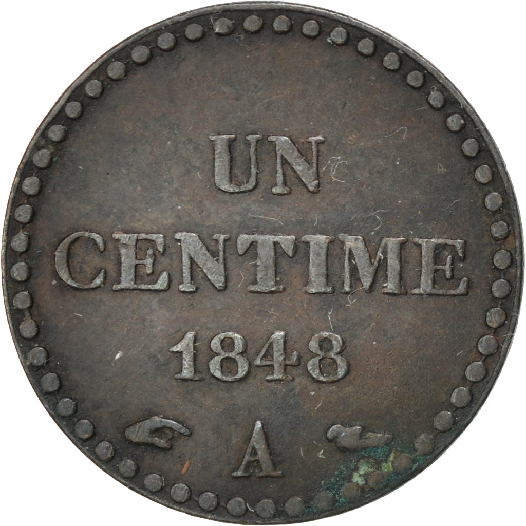 FRANCE, Dupré, Centime, 1848, Paris, KM #754, EF(40-45), Bronze, Gadoury #84, 1.
