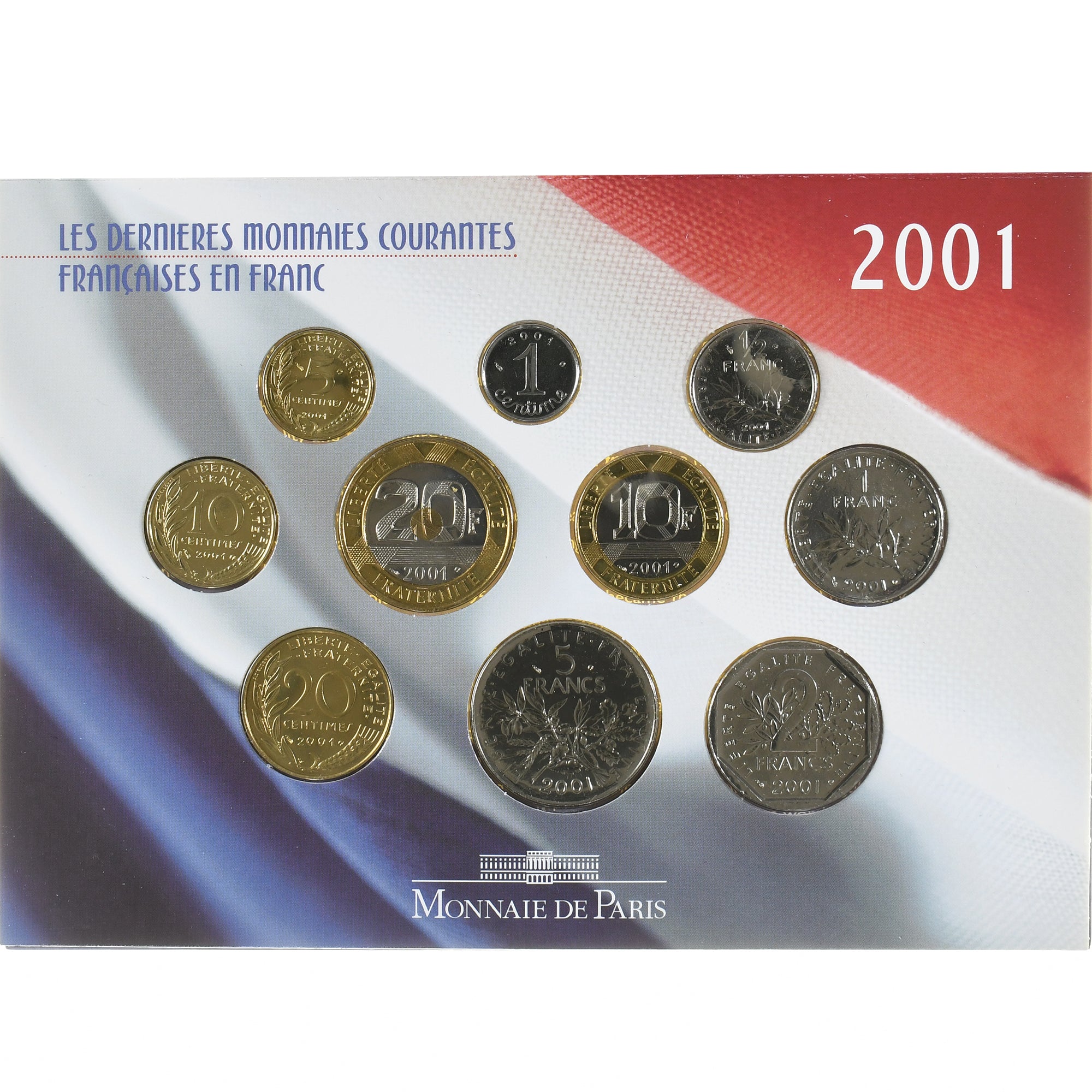Münze, Frankreich, Coffret 1 c. à 20 frs., 2001, Monnaie de Paris, BU, STGL